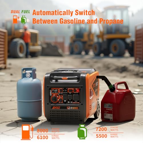 AIVOLT 8000W Dual Fuel Super Quiet Inverter Generator with Electric Start - Gas Propane Powered Portable Generator Upgraded Version for Home Backup