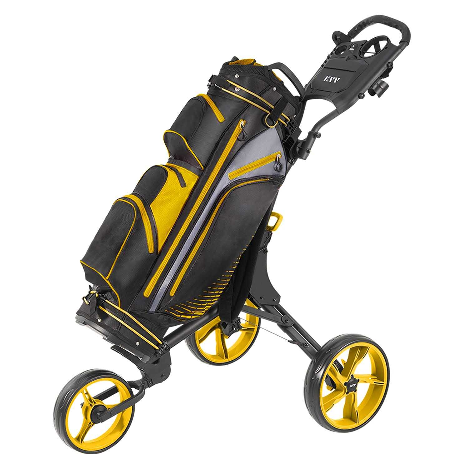 KVV 3 Wheel Foldable/Collapsible Golf Push Cart Ultra Lightweight Smallest Folding - Sports Supplies Online Store