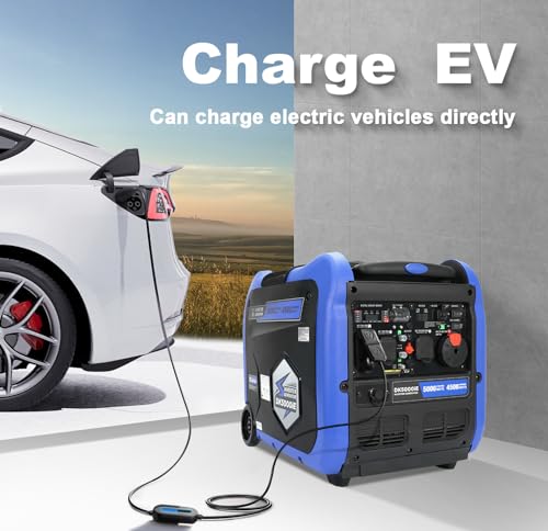 DK 5000W Gas Inverter Generator, Electric Start, 120V 240V Full Power Output, Dual or Tri-fuel Conversion Possible, Wheel & Handle Kit