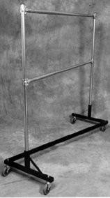 Quality Fabricators 5 ft Heavy Duty Z-Rack Double Rail Garment Rack W 7 ft Uprights in Blue