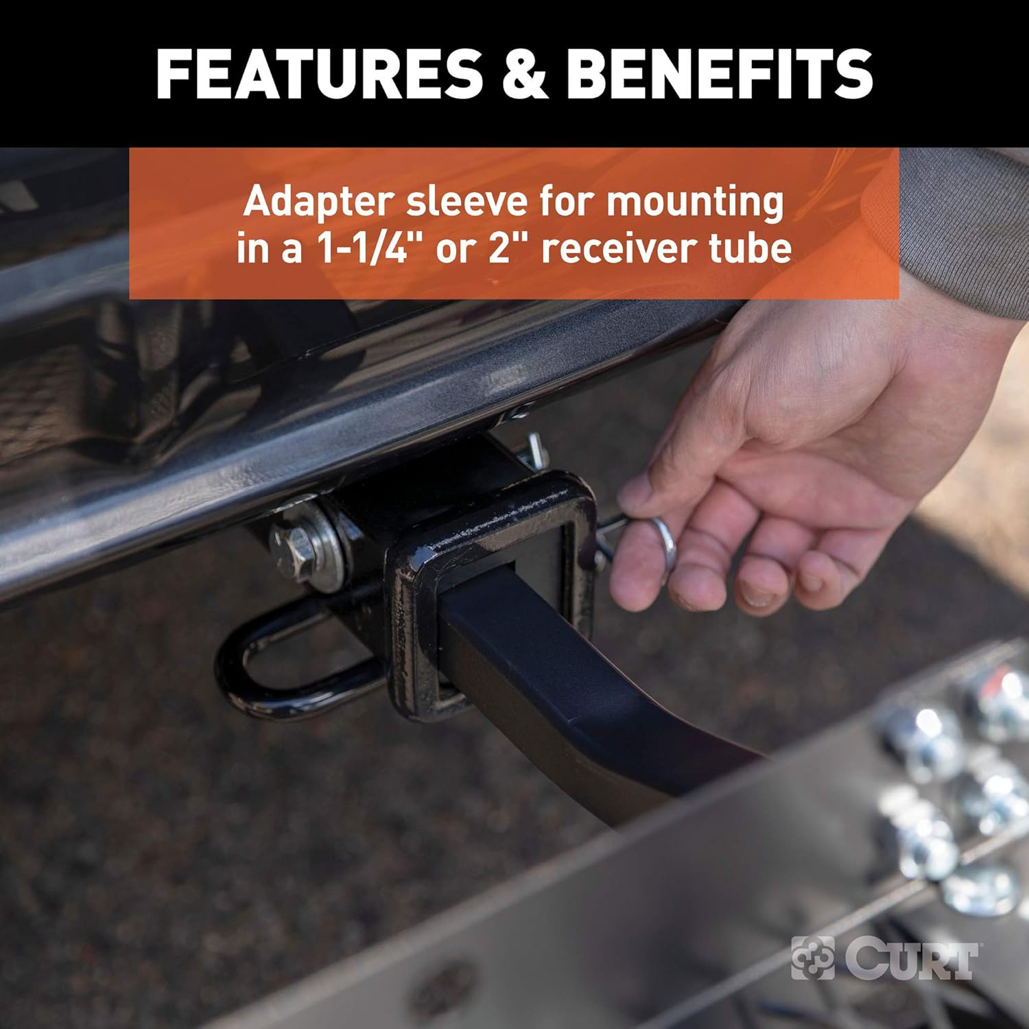 CURT 18110 48 x 20-Inch Tray Hitch Cargo Carrier, 300 lbs Capacity, 1-1/4, 2-In Adapter Shank