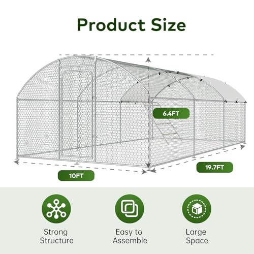 Chicken Coop Poultry Cage Large Metal Hen Run with Water-Resident Cover for Rabbit Duck House Outdoor Walk-in Chicken Pen for Yard