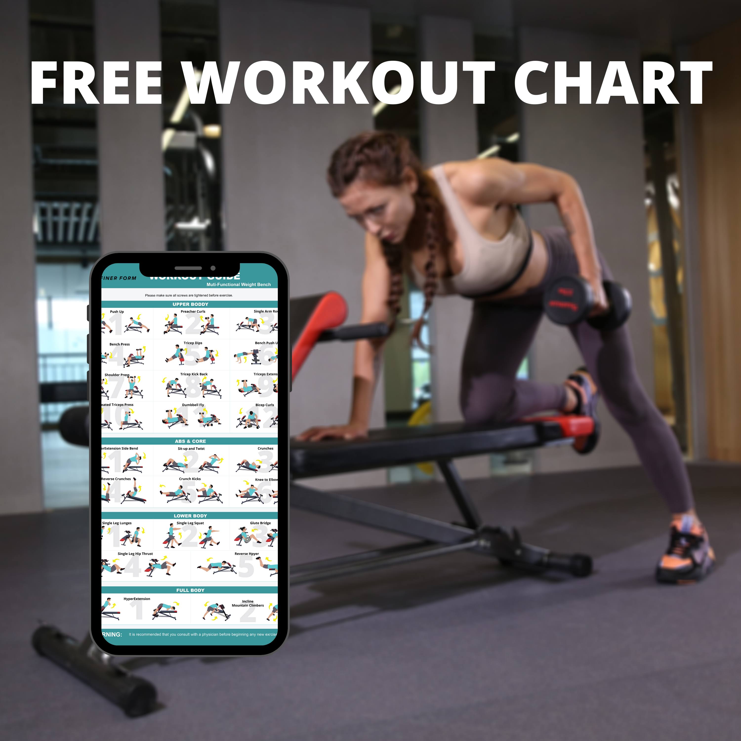Finer Form Multi-functional Bench for Full All-in-One Body Workout – Hyper Back Extension, Roman Chair, Adjustable AB Sit Up Ben