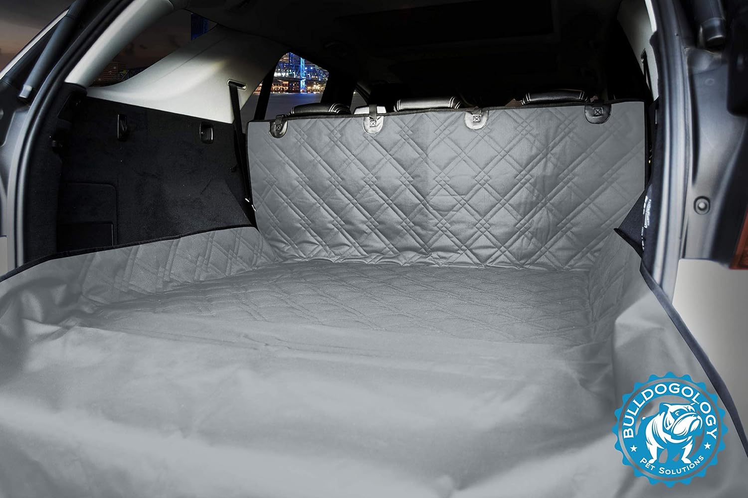 Bulldogology Premium SUV Cargo Liner Seat Cover for Dogs - Pet Trunk Cargo Cover Heavy Duty Durability, Waterproof, Nonslip Backing, Washable