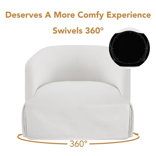 Swivel Accent Chair Modern Barrel Armchair for Bedroom Nursery Reading Waiting Living Room, 22-inch Wide Seat, Sand