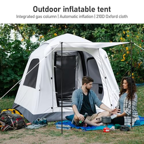 Automatic Inflatable Camping Tent，Easy Set up 3-4 Person Glamping Outdoor Air Blow Up Tents, Quick Setup Air Tent with a Built-in air Pump