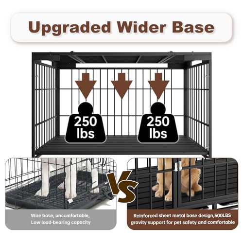 54 Inch Heavy Duty Dog Crate with Wheels，Indestructible Escape-Proof Dog Cage for Large Dogs