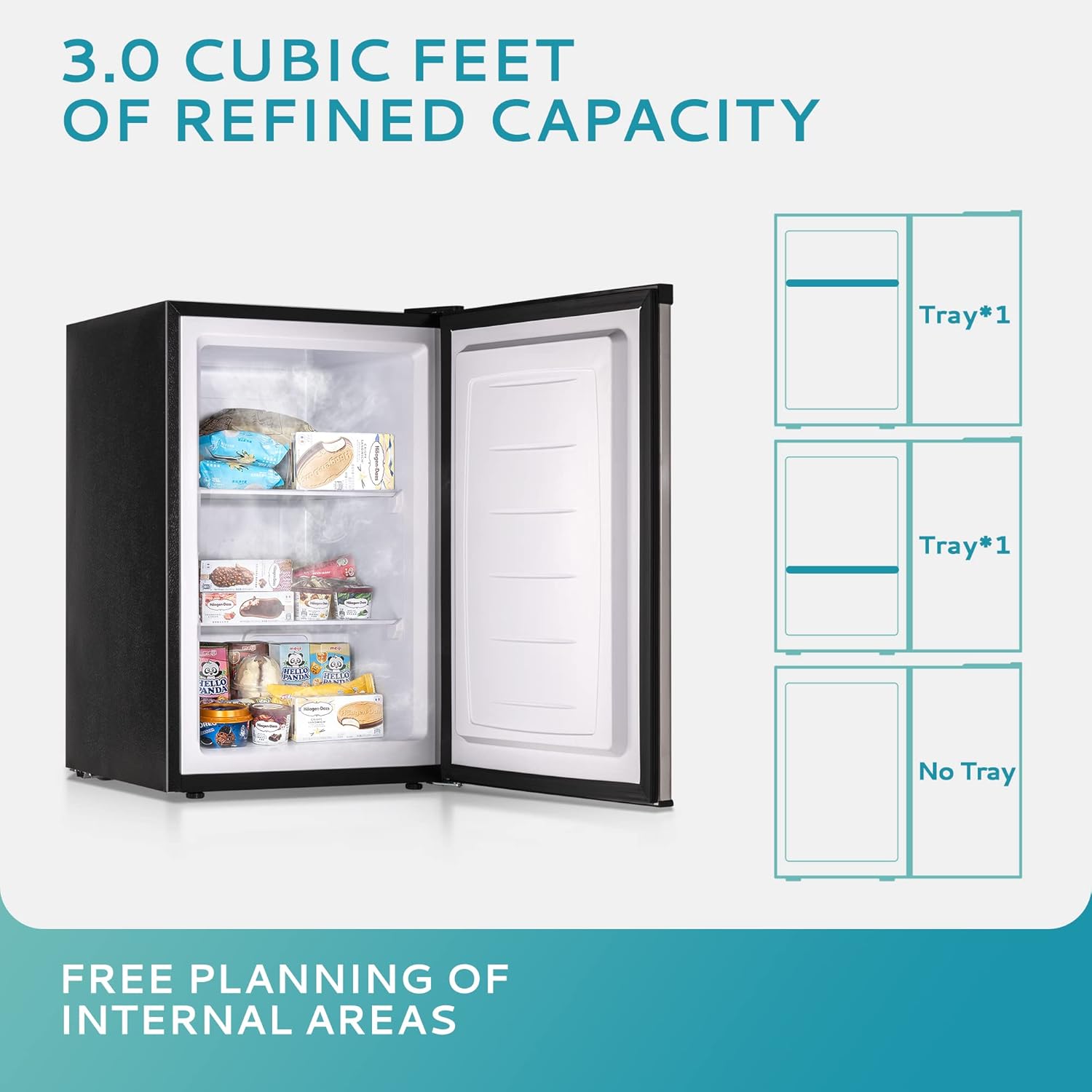 EUHOMY Upright freezer, 3.0 Cubic Feet, Single Door Compact Mini Freezer with Reversible Stainless Steel Door