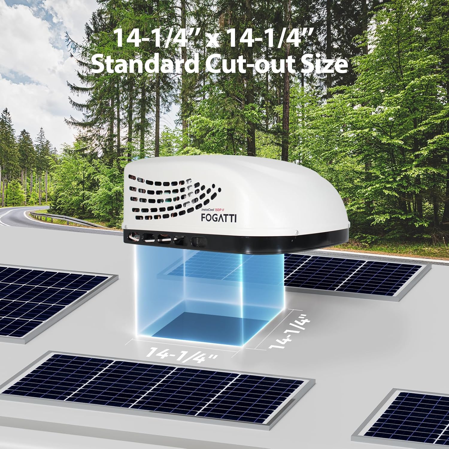 FOGATTI RV Air Conditioner Rooftop Non-Ducted 13500 BTU RV AC Unit 115V(AC) including Air Distribution Box and White InstaCool Series