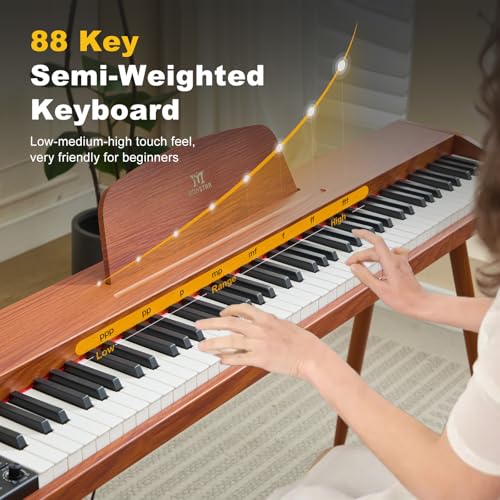 MUSTAR 88 Key Piano Keyboard for Beginners, Semi Weighted Electric Piano Keyboard 88 Keys, Portable Digital Piano 88 Key Weighted with 3-Pedal Unit