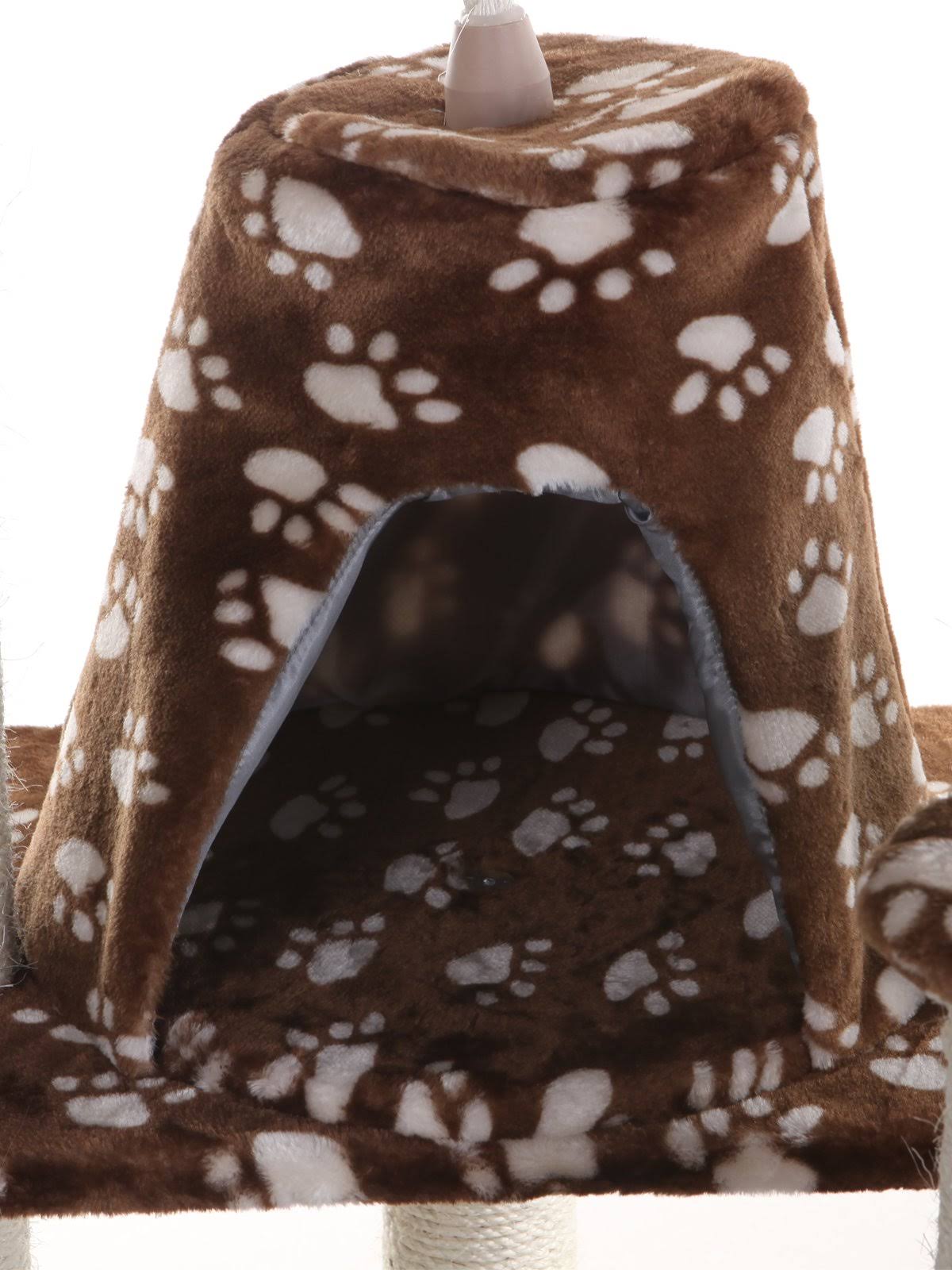 Armarkat 66-Inch Cat Tree, Saddle Brown/White Paw Print