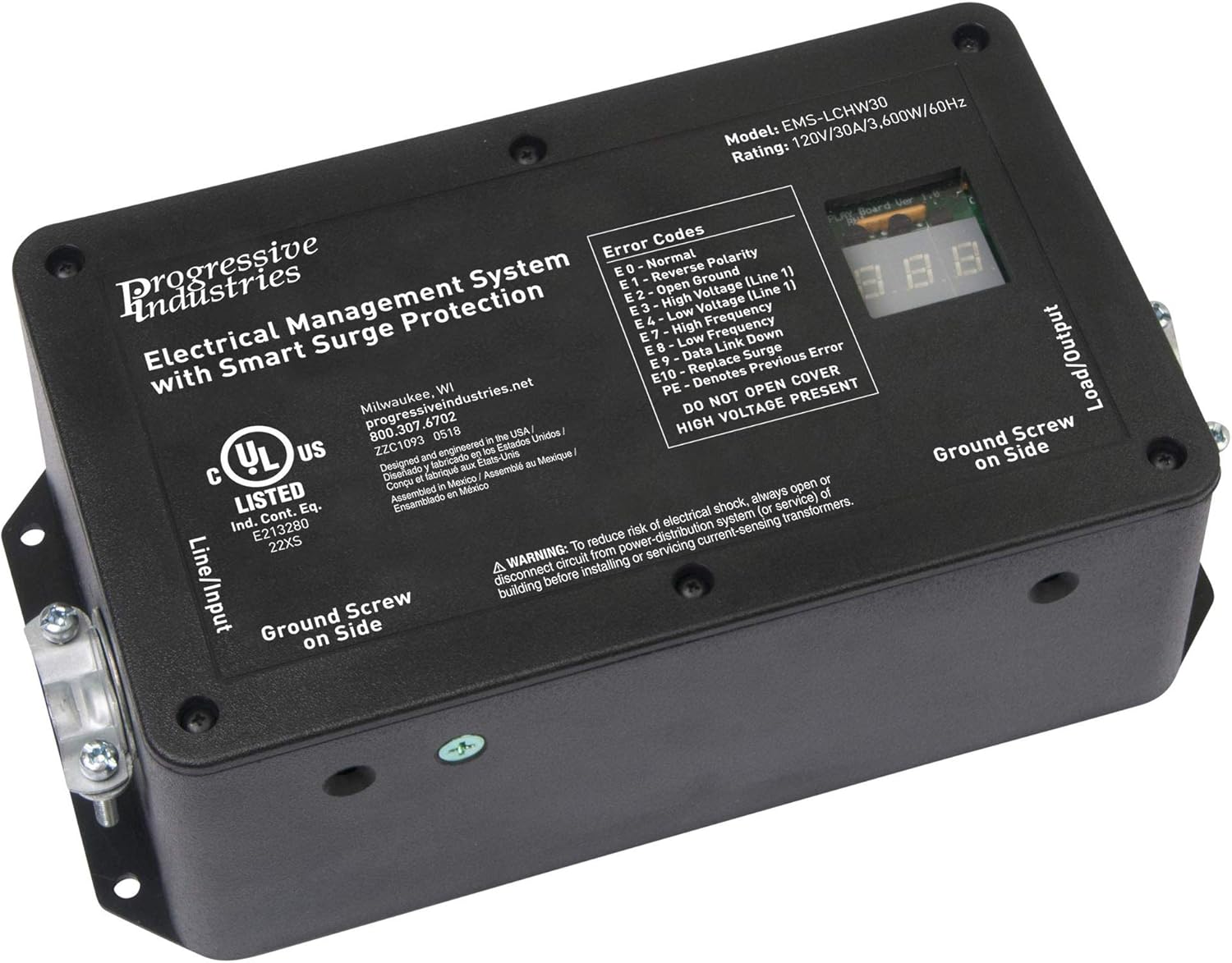 Progressive Industries 50 Amp Portable RV Electrical Management System Surge Protector (1 MIN), EMS-PT50X , Black
