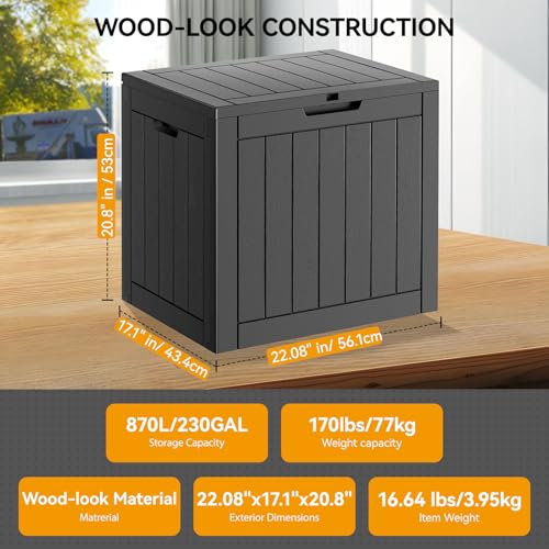 KAMABOKO Outdoor Storage Box, 150 Gallon Large Outdoor Resin Deck Box, Storage Waterproof Boxes Lockable Lid for Garden Tools, Pool Supplies