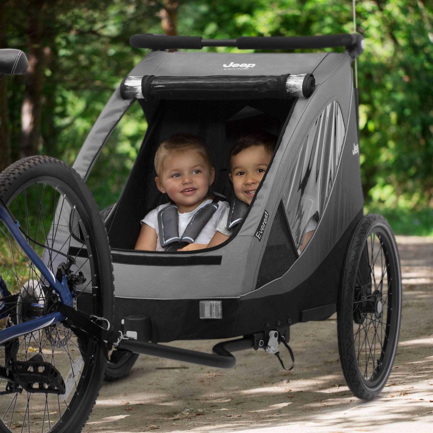 Delta Children, Jeep Everest 2-in-1 Child Bike Trailer and Stroller for 2 Kids - Sports Supplies Online Store