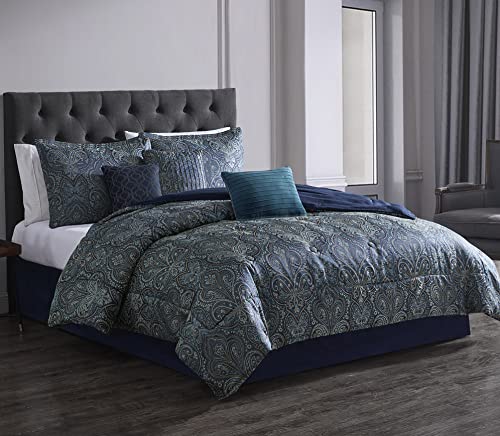 Riverbrook Home 100% Polyester Comforter Set, Queen, Hillcrest - Ivory/Gold, 9 Piece Set