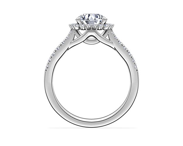 0.95 Ct Brilliant Round Cut Natural Diamond Radiant Halo Engagement Ring for her Solid 14K White Gold Size 5.5
