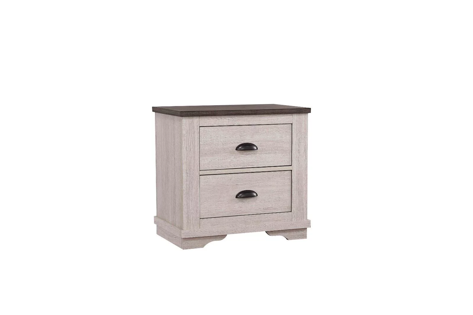 3Pc Rustic Chalk Finish King Size Bed Chest Nightstand Set Solid Wood Bedroom Furniture