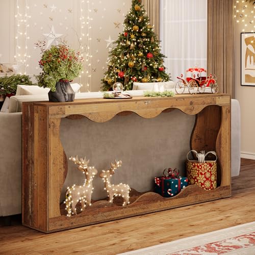 Tribesigns 63 Inches Farmhouse Console Table with Storage, Couch Table Behind Sofa, Long Entryway Sofa Station, Narrow Console Stand