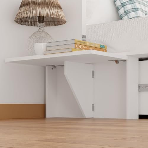 FAMAPY Twin Murphy Bed with Built-in Charging Station, Space-Saving Murphy Bed Chest Twin with Drawer, Foldable