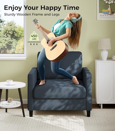 Sofa Accent Chair, 33" Reading Chair for Bedroom, Tool-Free Setup Living Room Accent Chairs, Comfy Arm Chairs Living Room, All-Wood Reading Nook