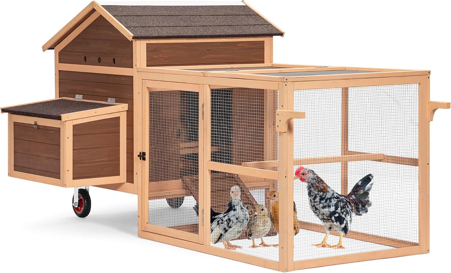 PETSFIT Large Chicken Coop Tractor 81" Hen House Suitable for 4-8 Chickens