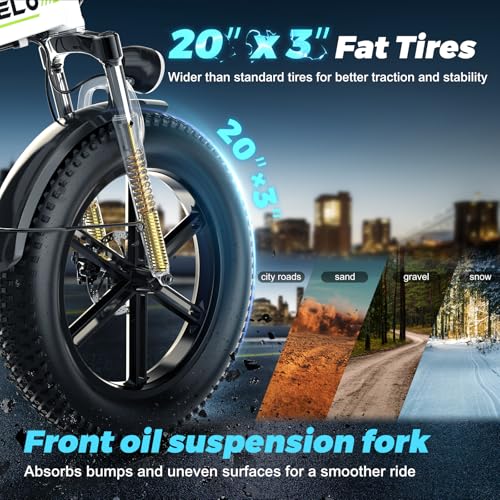 DriftGod Folding Electric Bike for Adults &ndash; 1000W Motor, 20"x3" Fat Tire, 48V Removable Battery, All-Terrain E-Bike with 7-Speed