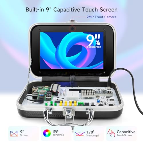 ELECROW for Raspberry Pi 5 8GB Kit, with Pi 5 8GB Single Board Computer, Crowpi Pi 5 Case Kit with 9inch Display
