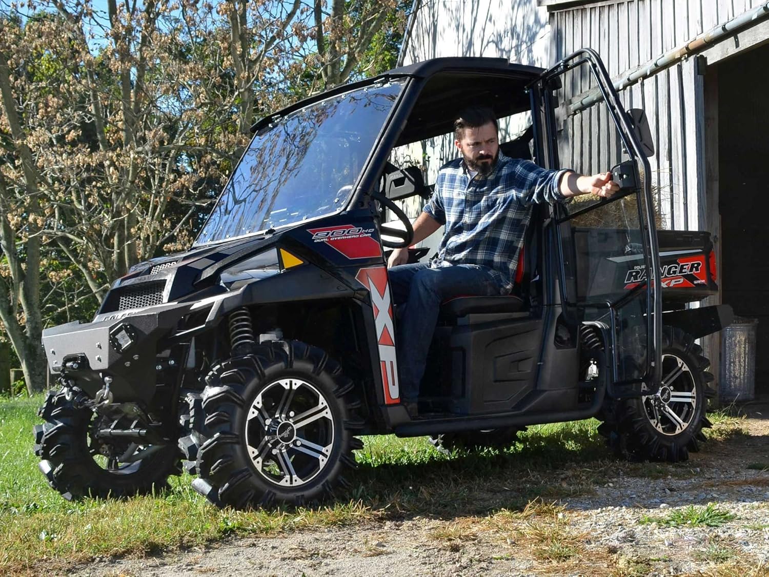 SuperATV Cab Enclosure Doors for Polaris Ranger XP 570 / XP 900 / XP 1000 Crew (See Fitment) | Front and Rear Set | Light-Tint 1/4" Thick
