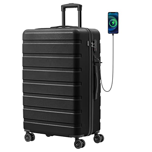 AnyZip 21" Carry On Luggage and 14" Mini Cosmetic Cases Luggage Set Hardside PC ABS Lightweight USB Suitcase with Wheels TSA (2-Piece Set (14/21)