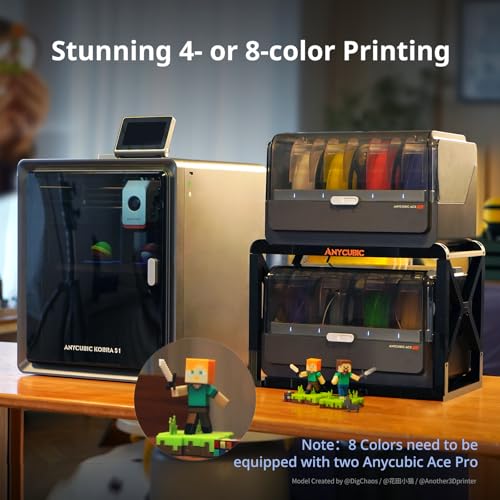 Anycubic Kobra S1 Combo 3D Printer, Multi-Color 3D Printer High Speed Max 600mm/s High Precision
