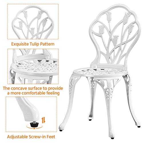 Yaheetech Patio Bistro Sets 3 Piece Cast Aluminum Bistro Table and Chairs Set