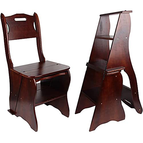 Wooden Folding Library Ladder Chair 2 in 1 Lightweight Portable Multifunctional Step Stool