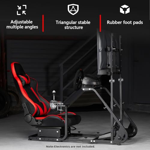 Dardoo G923 Racing Simulator Cockpit with Monitor Mount Fits for Logitech/Thrustmaster G25 G27 G29 G920 T150 T300,Simulator Cockpit with red Seat