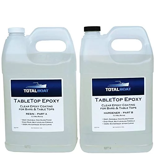 TotalBoat Epoxy Resin Crystal Clear - 2 Gallon Epoxy Resin & Hardener Kit for Bar Tops, Table Tops & Countertops | Pro Epoxy Coating for Wood
