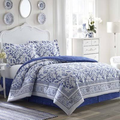 Laura Ashley Charlotte Comforter Set Blue Twin