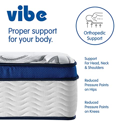 Vibe Gel Memory Foam Mattress, 12-Inch CertiPUR-US Certified Bed-in-a-Box, Queen, White