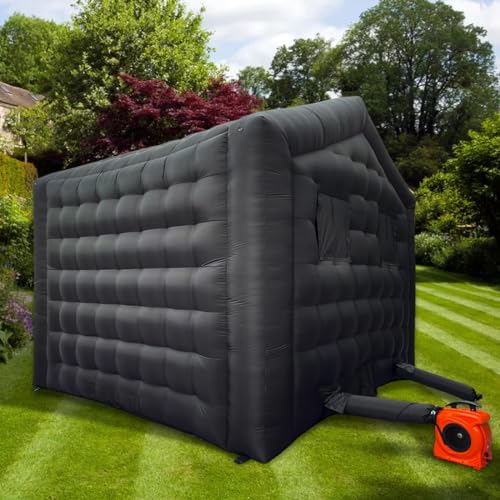 Black Inflatable Cube Wedding Tent Square Gazebo Event Room Big Mobile Portable Night Club Party Pavilion for Backyard/Outdoor Events(15ftx15ft)