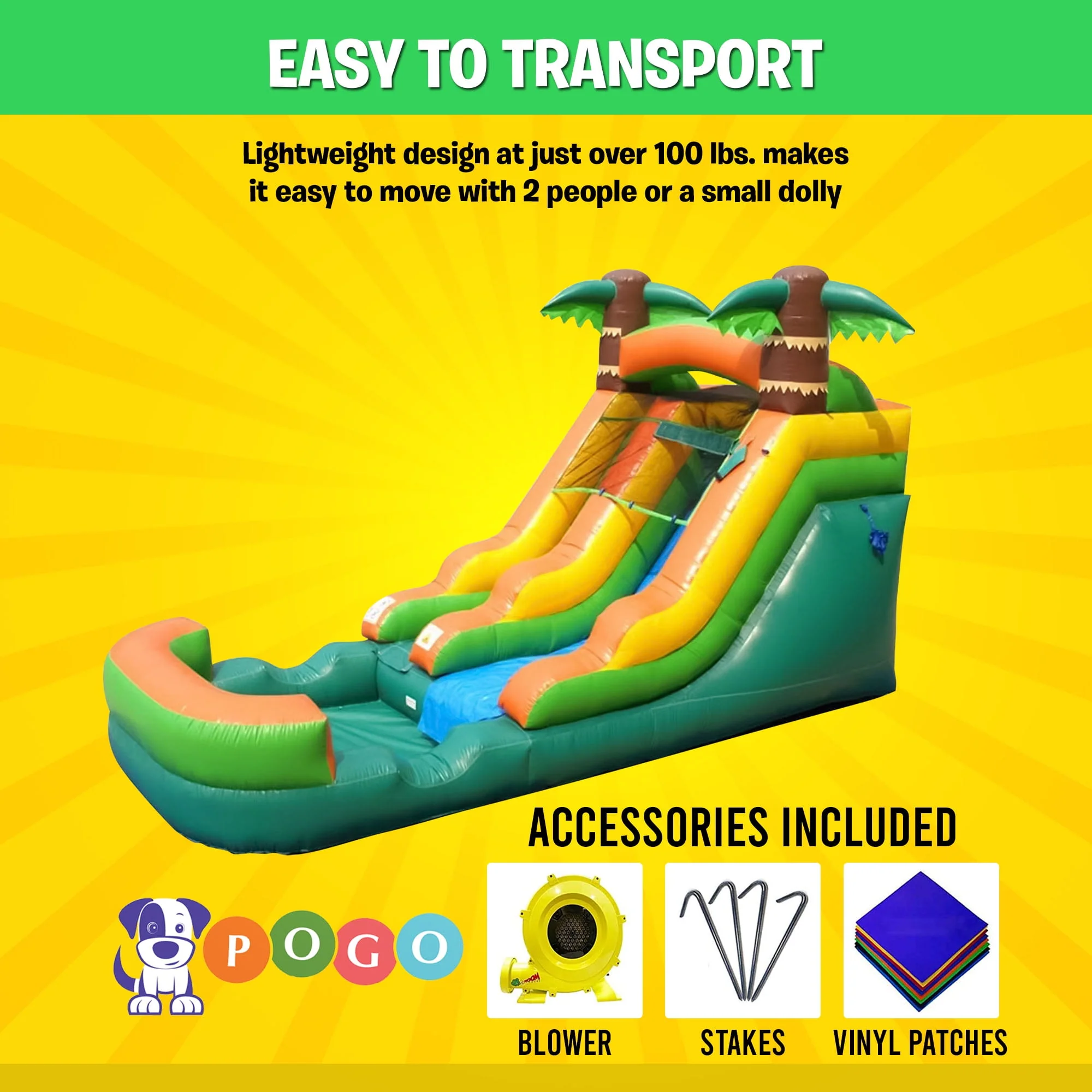 Pogo Bounce House Crossover Kids Inflatable Water Slide, Pink Unicorn with Blower, 12 ft
