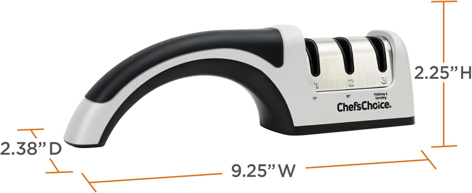Chef'sChoice ProntoPro Hone Manual Knife Extremely Fast Sharpening Euro-American and Asian Style Knives Precise Bevel Angle Control Diamond Abrasive