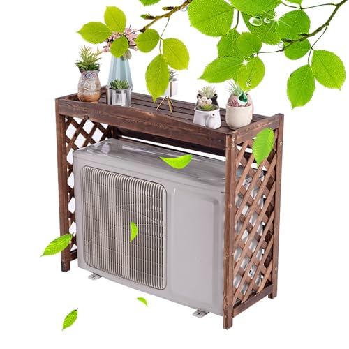 KAXLDHH Outdoor Air Conditioner Cover Wooden Fence Screen Privacy Screen, Ac Fence for Outside Unit