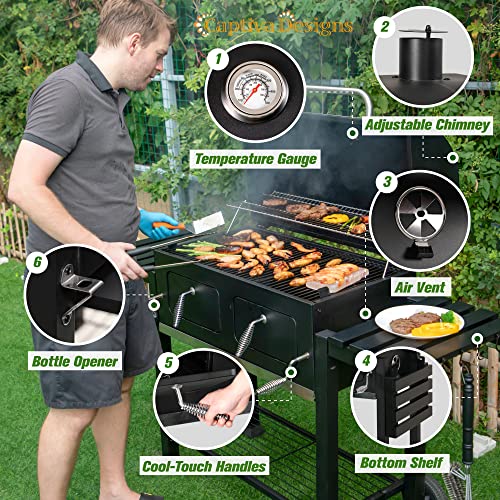 Captiva Designs Extra Large Charcoal BBQ Grill with Oversize Cooking Area(794 sq.in.)