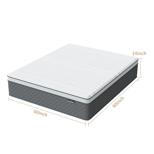 Full Mattress, 12 Inch Full Size Mattress with Cooling-Gel Memory Foam &Pocket Spring Hybrid, CertiPUR-US Certified, Medium Firm