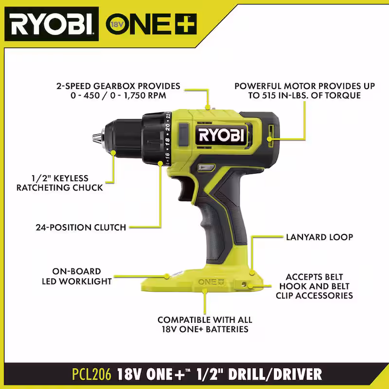 ONE+ 18V Cordless 4-Tool Combo Kit with 1.5 Ah Battery, 4.0 Ah Battery, Charger, and LINK Rolling Tool Box