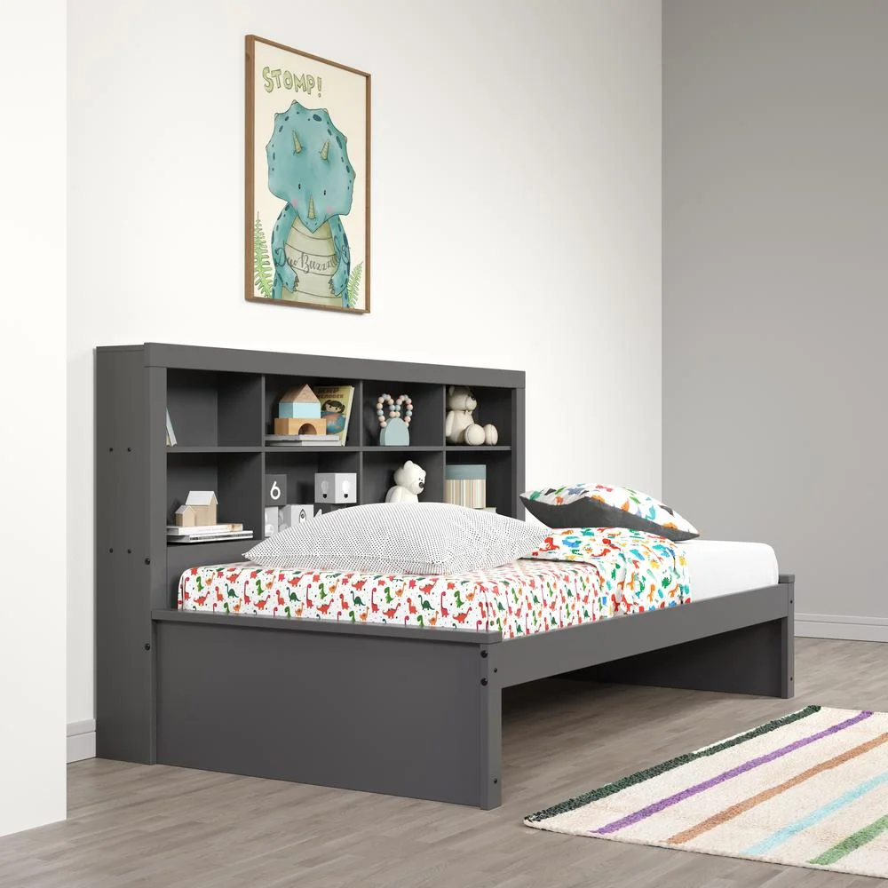 Twin Bookcase Day Bed in Dark Grey