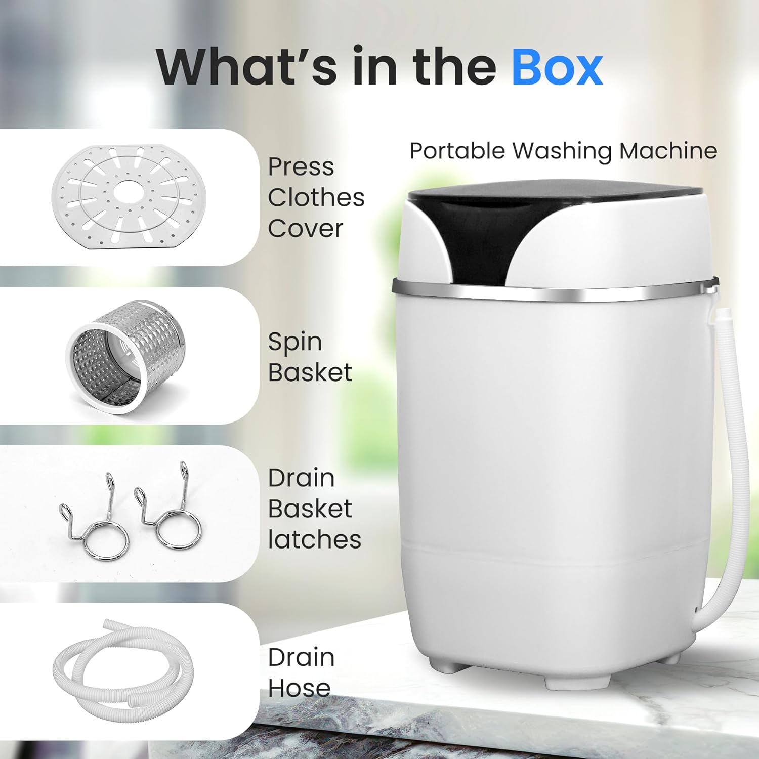 SereneLife PUCWM200 Portable Machine Full-Automatic Compact Washer with Washing Programs Ideal for RV, Dorm, Apartment (White) - Smart Home Appliances