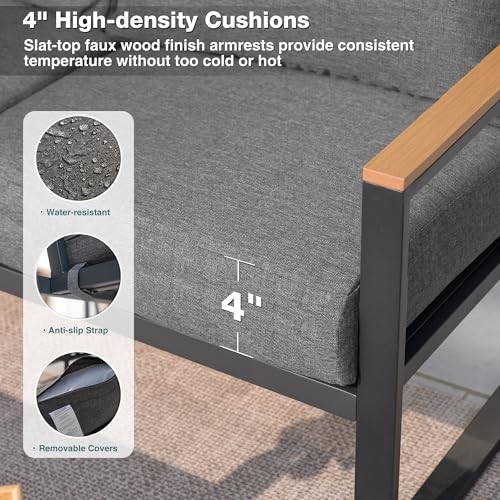 Patio Furniture Set, 4 Pieces Outdoor Patio Furniture with Coffee Table Set