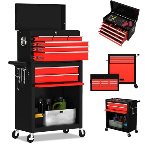 8-Drawer High Capacity Rolling Tool Chest, Removable Cabinet Storage Tool Box with Wheels and Drawers