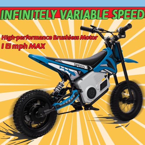 KerryYoo 36V 350W C11 Electric Dirt Bike for Kids 8-14, Up to 16MPH Off-Road Electric Motorcycle with Explosion-Proof Tires, Twist Grip Throttle