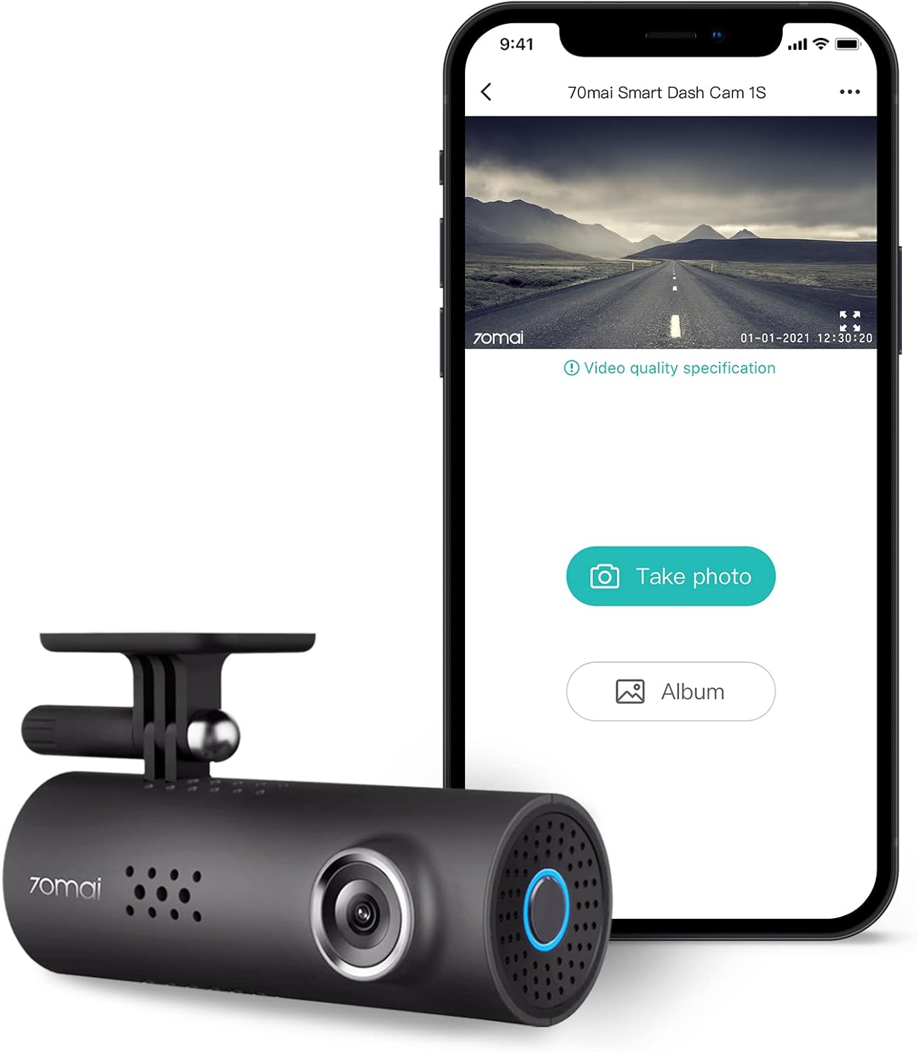 70mai Dash Cam M300, 1296P QHD, Built in WiFi Smart Dash Camera for Cars, 140° Wide-Angle FOV, WDR, Night Vision, iOS/Android Mobile App Pack of 2