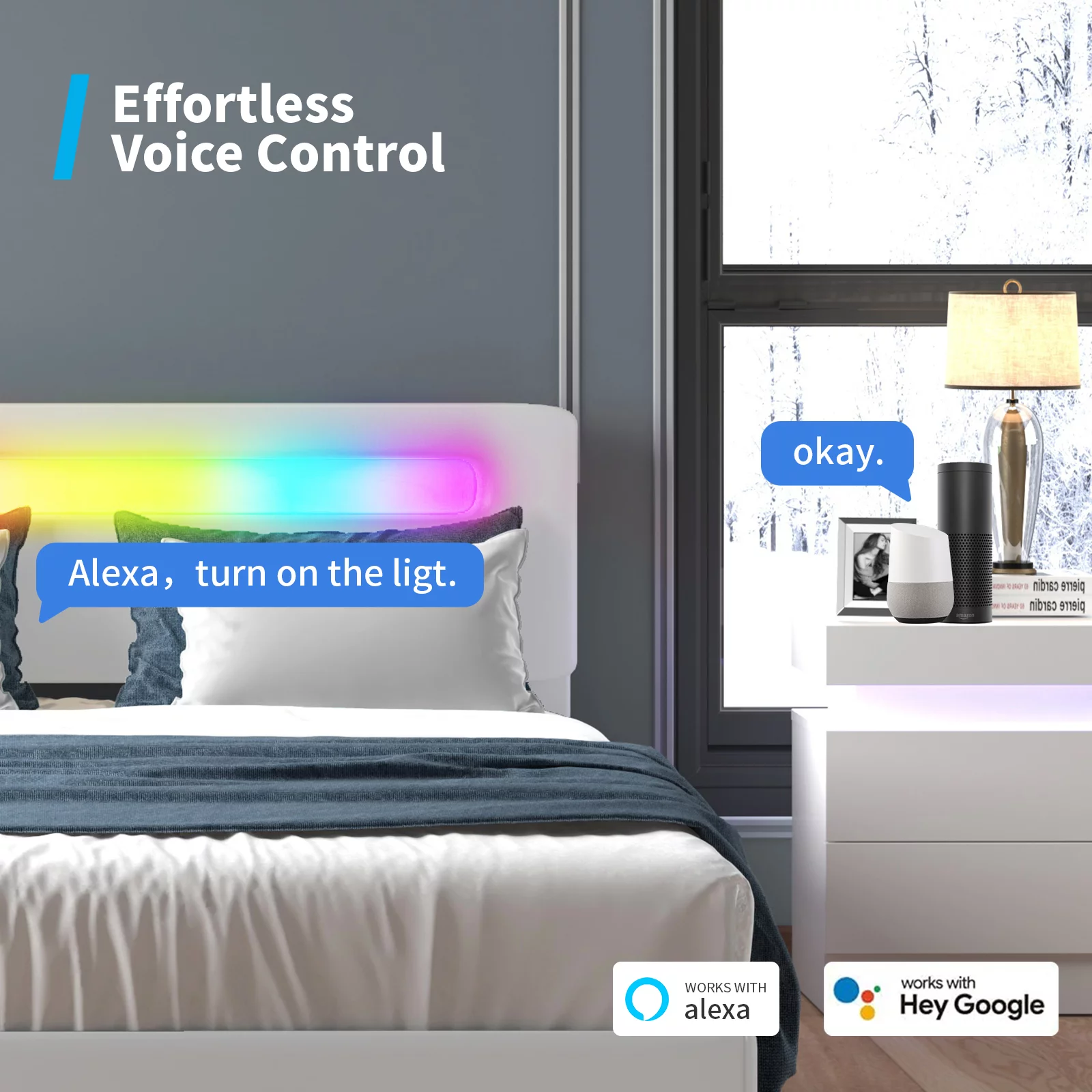 Mjkone King Bed Frame with 4 Storage Drawers, RGB LED Bed Frame with Adjustable Headboard by App Control, Works with Alexa
